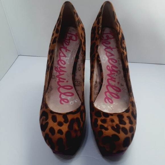 Betseyville By Betsey Johnson Leopard Platform Stiletto Heels US 9.5 Sexy High - Picture 5 of 11